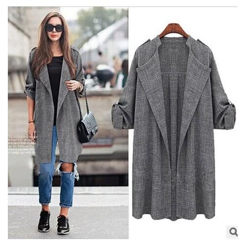 Women Loose Jackets Lapel Blazer Cardigan Coats Outwear Casual Windbreaker Grey Fashion Leisure Solid Colors Are Versatile