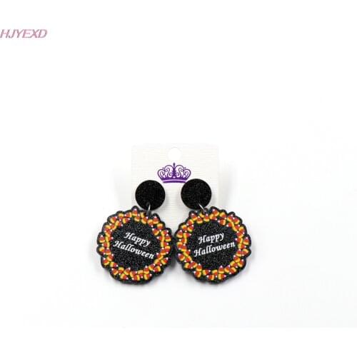 1pair/lot) ER1163-35mm Halloween Earrings Candy Garland Dangle Earrings Black Glitter Acrylic Earrings