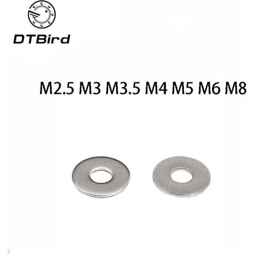 100Pcs DIN125 ISO7089 M1.6 M2 M2.5 M3 M3.5 M4 M5 M6 M8 304 Stainless Steel Flat Machine Washer Plain Washer Gaskets