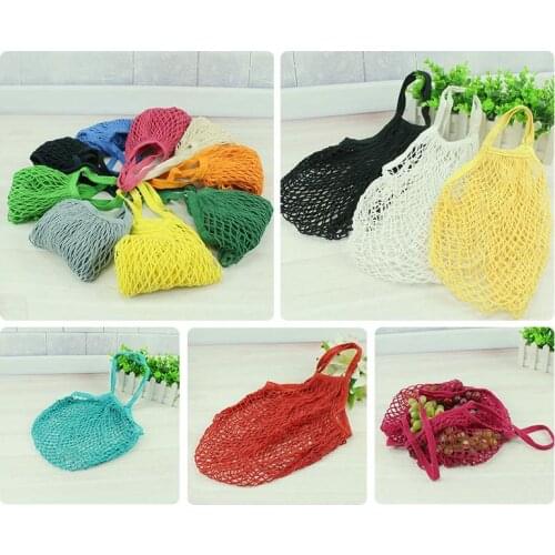 100pcs Sundries Storage Bags Multifunction Fruits Vegetable Mesh Pouch Portable Shopping Net Bag Cotton Material SN549
