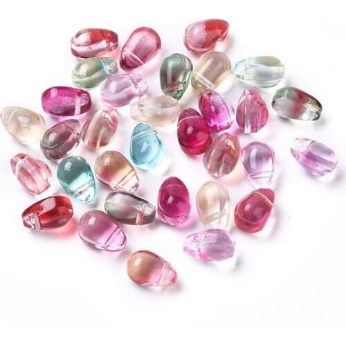 100Pcs Transparent Teardrop Glass Charms Beads Pendant For Earrings Bracelets Necklace Jewelry Findings Making Handmade DIY