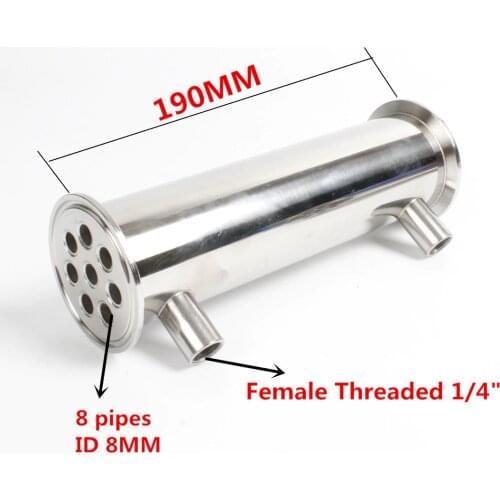2" 51mm ( OD64mm ) Dephlegmator/ Condenser/ Reflux Length 190mm, 8 pipes ID8mm Stainless steel 304 condenser