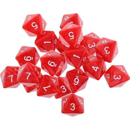 20 Pcs 8 Sided Dice D8 Polyhedral Dice School Smart Dotted Dice Set Spot Dice for Party Table Games Red