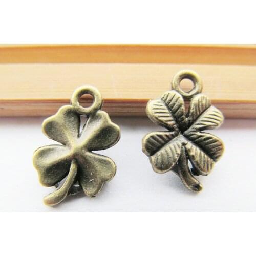 300pcs 11mmx17mm Antique Silver tone/Antique Bronze Filigree Lucky Four Leaves Connector Pendant Charm/Finding,DIY Accessory