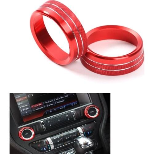 2Pcs/set Aluminum Car Interior Air Conditioner Knob Switch Ring Trim Styling For Ford Mustang 2015 2016 2017 Car-covers