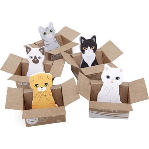 5 types Creative Cartoon Memo Pad Stickers Cute Cat Small notepad post card notes School Office Stationery Bookmark