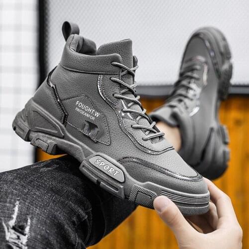 Spring Autumn Winter Men Ankle Boots High Top Casual Men Work Shoes Breathable Fashion Warm Male Martin Boots Outside