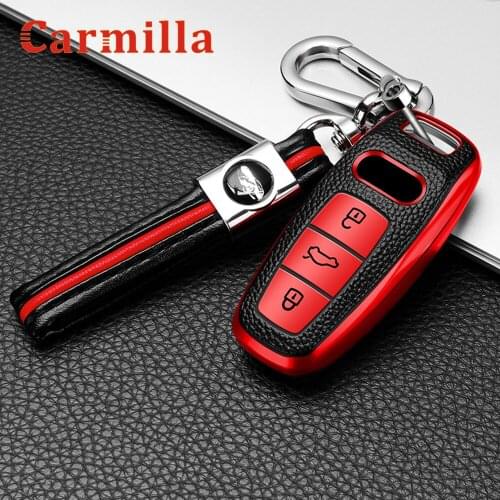For Audi A6L A7 A8 Q8 E-tron C8 D5 2019 2020 2021 Car Remote Smart Key Holder Cover Fob Case Shell Auto Key Chain Keychain