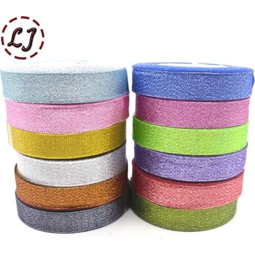 Brand high quality 3/4'(20mm) 12 color Silver gold Glitter ribbon webbing for wedding craft bow gift decoration Wrapping riband