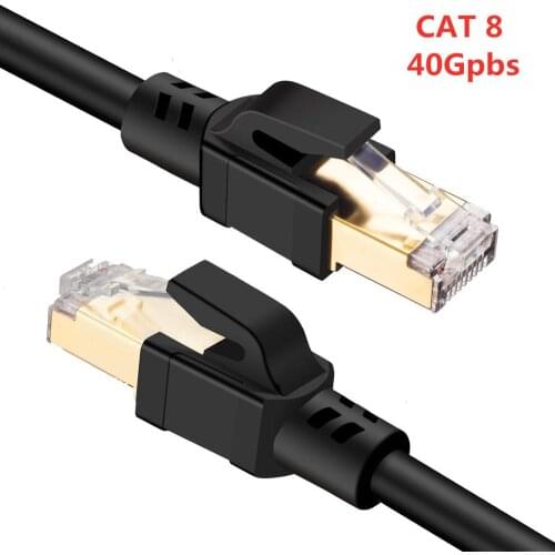 Cat8 Ethernet Cable SFTP 40Gbps Super Speed RJ45 Network Cable Gold Plated Connector for Router Modem CAT 8 Lan Cable