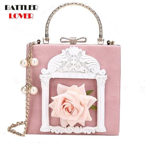 Flower Crossbody Bags for Women 2020 Luxury Handbags Designer Ladies Hand Pearl Tote Messenger Bag Main Chains Female Sling