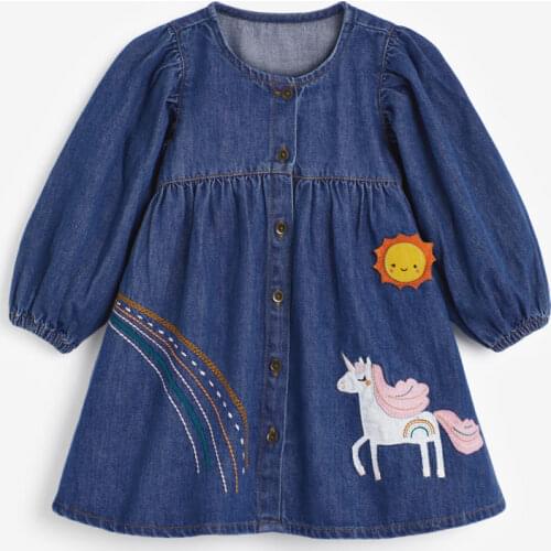 Infant Babe Children Kids Knit Denim Jeans One-piece Dresses for Girls Quality Brand Cotton Long Sleeve Casual Baby Girl Clothes