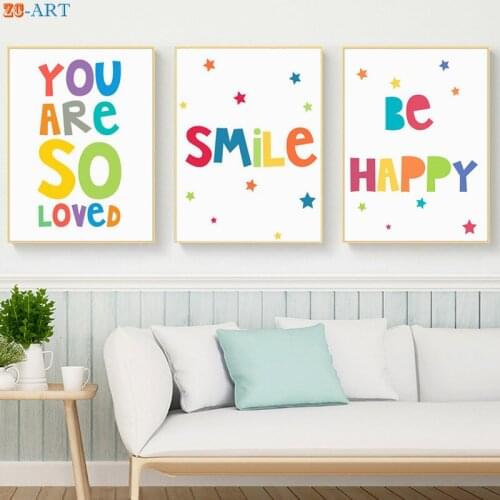Number Prints Quotes Posters Cartoon Canvas Painting Colorful Wall Art Nursery Kids Room Decoration Pictures Wall Decor Unframed
