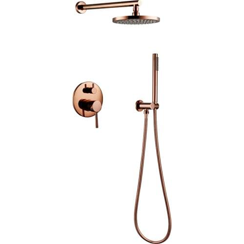 Brass Rose Gold Shower Set 8-16 Inch Bathroom Wall Shower Head Contemporary Home Hotel Polished Rose Gold Shower