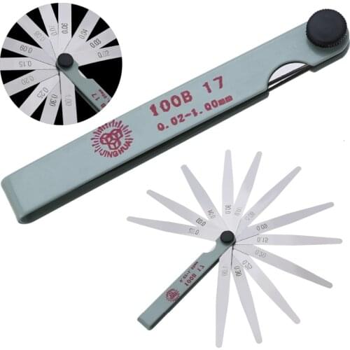 17 Blade Carbon Steel Metric Feeler Gauge Filler Thickness Measurement Tool 0.02-1.00mm