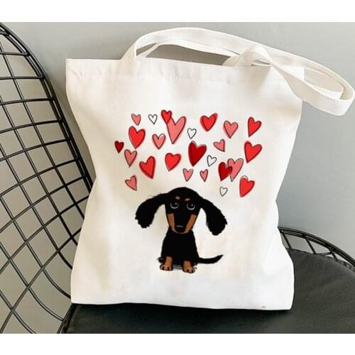 Dachshund Kawaii Fashion Funny Shoulder Shopping Bag Cute Canvas Bags Harajuku Large Capacity Messenger Women Bags Cool Wallet