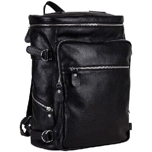Fashion Genuine Leather Men Backpack School Bag men Leather Backpack male Travel Backpack women Book bag Rucksack Black Brown