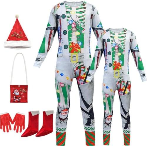 Descendants 3 Carlos Gradient Black Gray Synthetic Color Child Adult Role Playing Workwear Set Christmas Tree Santa Claus Costum