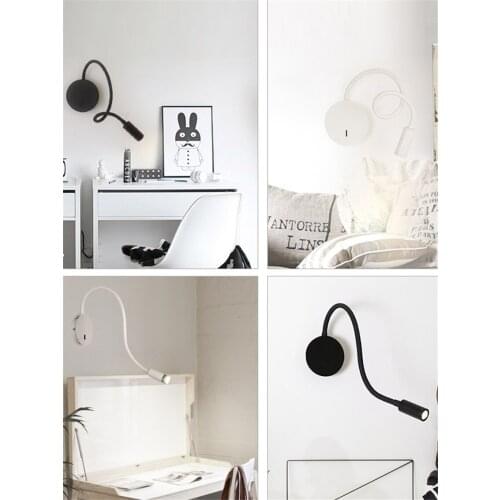 Nordic Rubber Hose Wall Lamps Modern Led Bedside Bedroom Telescopic Sconce Wall Lights Kitchen Engineering Reading Lamp Fixtures