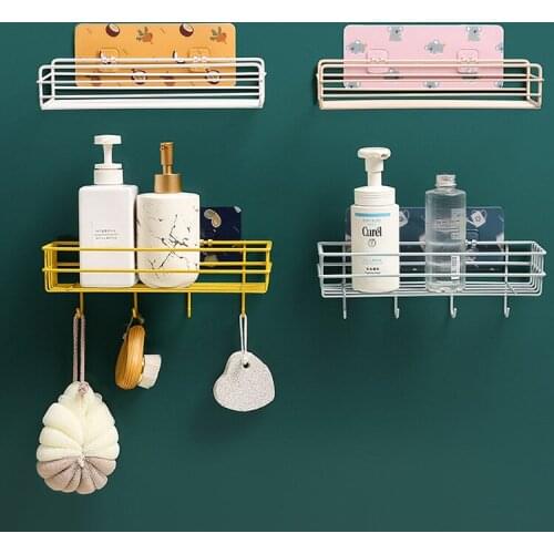 Bathroom Wrought Iron Shelf Wash Basin Free Perforation Wall-Mounted Bathroom Storage Rack