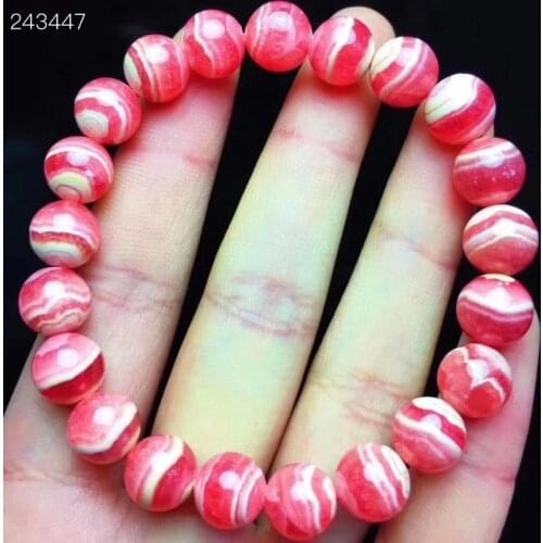 9MM Natural Red Rose Rhodochrosite Gemstone Crystal Clear Round Beads Stretch Bracelet Women Fashion Jewelry AAAAA