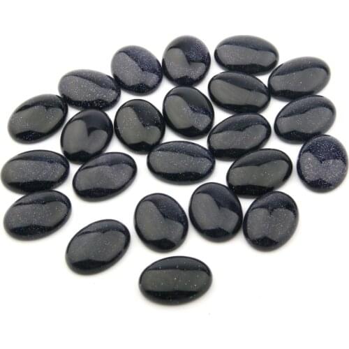 Natural Blue Sand Stone Cabochon Beads Flat Back Oval No Hole Loose Beads For jewelry making DIY Ring Necklace accessories