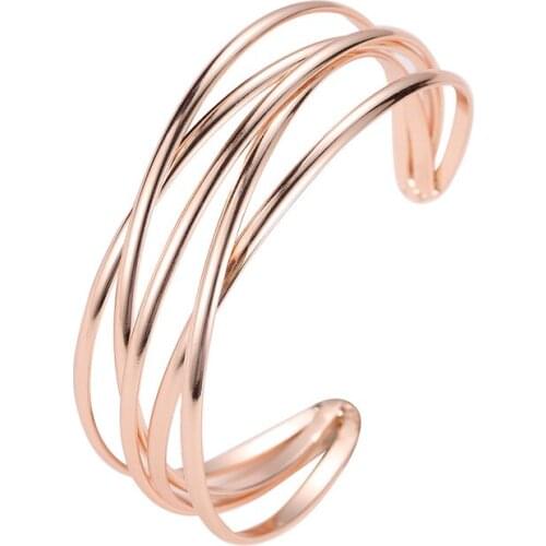 2021 New Adjustable Bracelet Bangle for Women Fashion Simple Open Metal Cross Dracelet Pulseira Feminia Elegant Jewelry Gift