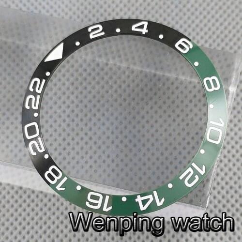 New 38mm high quality black/green GMT ceramics bezel Insert fit 40mm watch