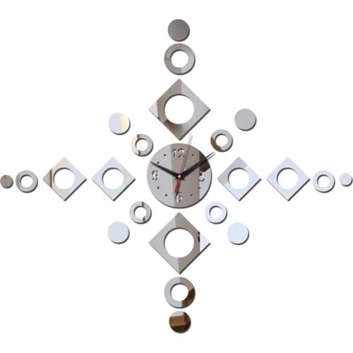 New hot rushed modern design diy 3D mirror quartz watch wall clock stickers home decoration living room clocks decor