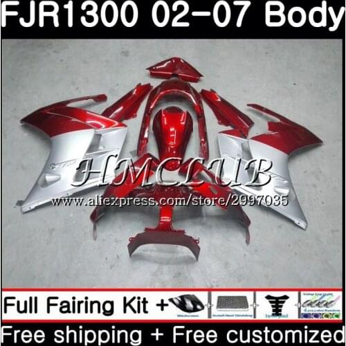 FJR1300A For YAMAHA FJR 1300 2001 2002 2003 2004 2005 2006 2007 4HC.4 FJR-1300 FJR1300 Red silver 01 02 03 04 05 06 07 Fairing