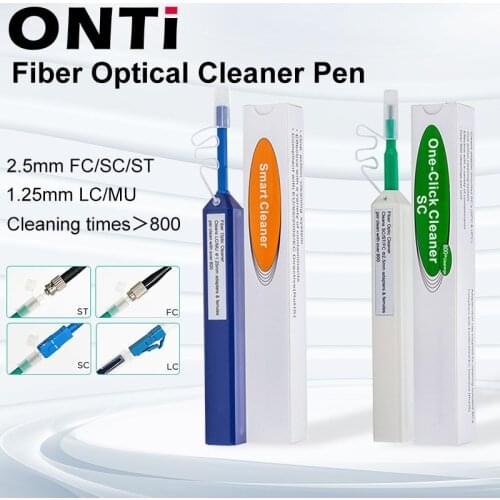 ONTi 2pcs One-Click Cleaner Optical Fiber Cleaner Pen Cleans 2.5mm SC FC ST and 1.25mm LC MU Connector Over 800 Times