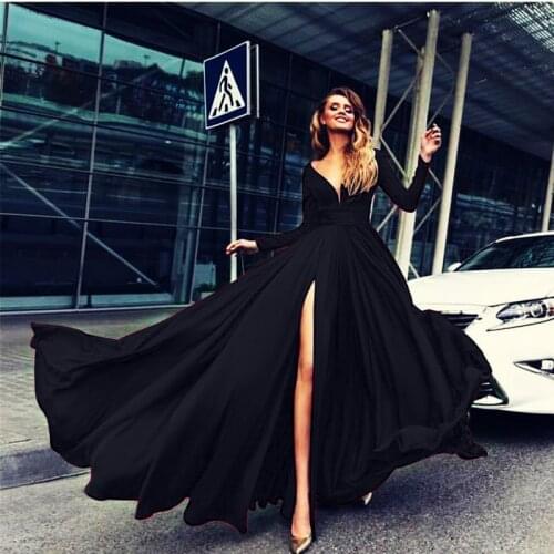 Hirigin Long Sleeve Dress Solid Beach Vintage Maxi Dresses Casual V Neck Belt Lace Up Tunic Draped Plus Size Evening Party Dress