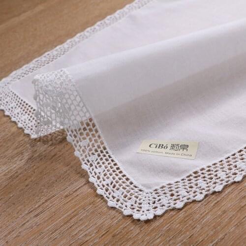 S002: 100% cotton hand crochet lace blank handkerchief/hankie for women/ladies wedding gift