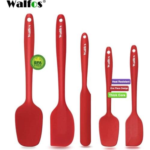 Walfos 5PCS/Set Non-Stick Silicone Spatula Baking Pastry Heat-Resistant Silicone Spatula Kitchen Utensil Cooking Tool