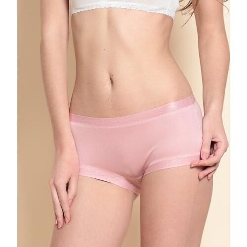 Birdsky, 3PCS Women 100% natural mulberry silk boxer panties underwear, mid waist lace band, soft thin. 8 solid colors. HC-15