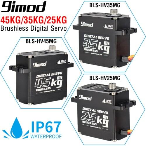 Hot 9imod Waterproof Brushless Servo 45KG 35KG 25KG 180 Degree Aluminum Case Digital Metal Gear HV Servo for RC Car