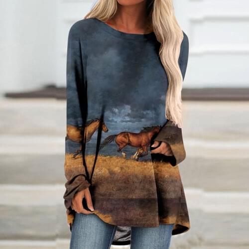 Women New 3D Printing Bling Tshirt Long Sleeve Casual Loose V-Neck Gradient Color Print T-shirts Female Tops 3XL Large Size