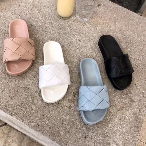 Retro Style Square Toe Slippers Spring Summer Brand Design Flat Women Shoes Solid Female Sandals Slippers 35-40 Sizes