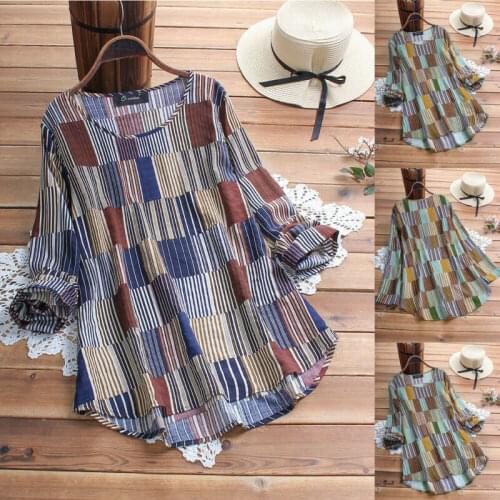 Womens Summer Summer Striped V Neck Blouses Loose Baggy Blouse Tunic Shirts Plus Size Shirt