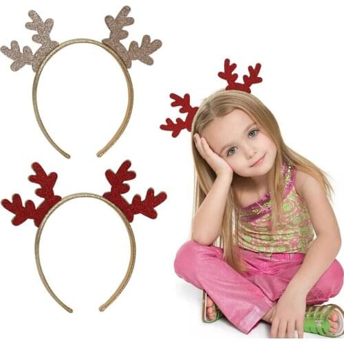 1 Pc Christmas Antler Hair Accessories For Baby Girls Cute Glitter Hair Bands Bling Christmas Reindeer Headbands Headwear
