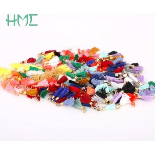 10mm+3mm 10pcs/lot Mixed Circle Golden Cap Cotton Small Mini Key Tassel Fringe For Earring Necklace Jewelry Accessories DIY