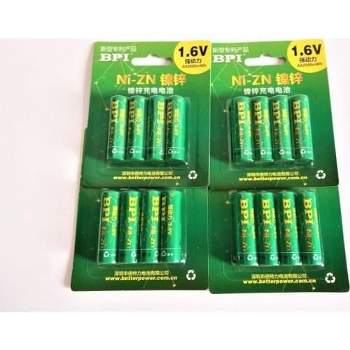 100% Real power 16PCS 1.5V 1.6V Ni-Zn AA Rechargeable Battery 2500mWh