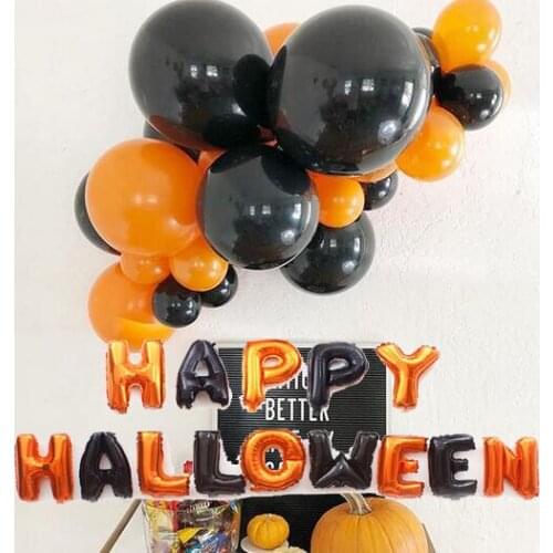 16inch Happy Halloween Letter Foil Ballons Orange Black Latex Balloon Set for Halloween Decorations New Year Party Supplies