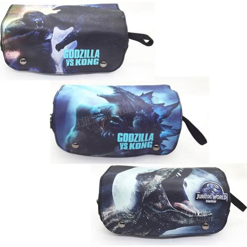2021 Godzilla Vs. King Kong Pencil Case Large-capacity Double-layer Zipper Pencil Box Student Stationery Storage Bag Magnetic