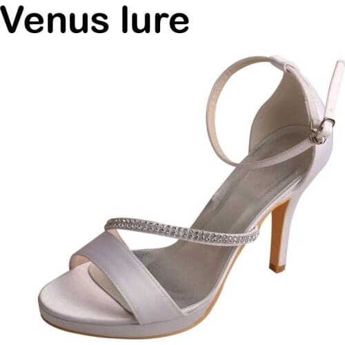 23 Colors Peep Toe Heels Wedding Platform Shoes for Bride White Color Rhinestones