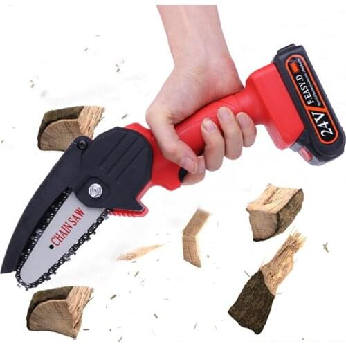 4 Inch Mini Electric Chainsaw Rechargeable Saw Pruning For Fruit Tree Woodworking Garden Tools 24V Battery Handheld Wood Cutters