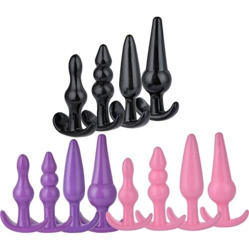 4Pcs Set Anal Plug Beads G-Spot Massager Vaginal Anal Butt Plug Dildo Intimate Adult Sex Toys For Couples