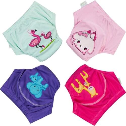 4Pcs New Reusable Toddler Training Pants Infant Cloth Diapers Nappy Washable Cotton Baby Panties For Newborn Potty Underwear