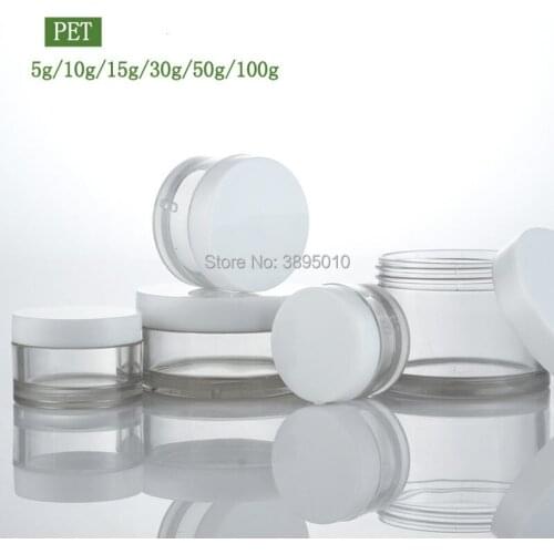 5g 10g 15g PET Jars,30g 50g Clear Cream Jars, 100g PET Cosmetic Containe F370