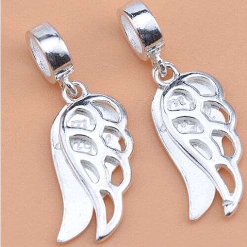 S925 sterling silver diy accessories, Angel Wing Pendant, handmade diy beaded bracelet pendant